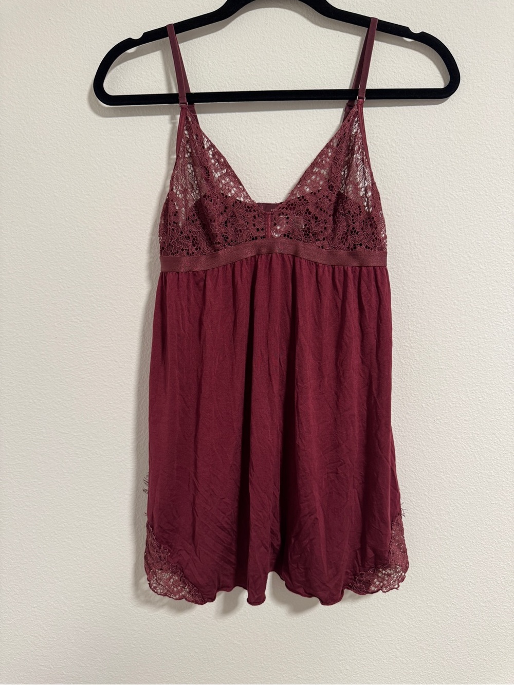 Cosabella Sicilia Babydoll Chemise Lace Modal Burgundy Medium Made In Italy
